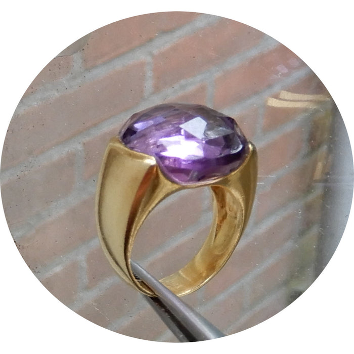 Ring, Bombe, Amethist, 18K Goud