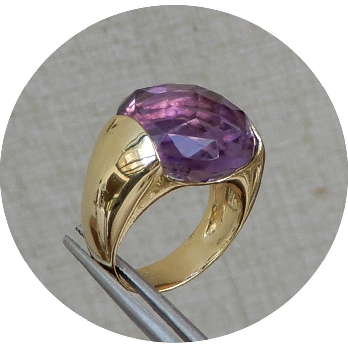 Ring, Bombe, Amethist, 18K Goud