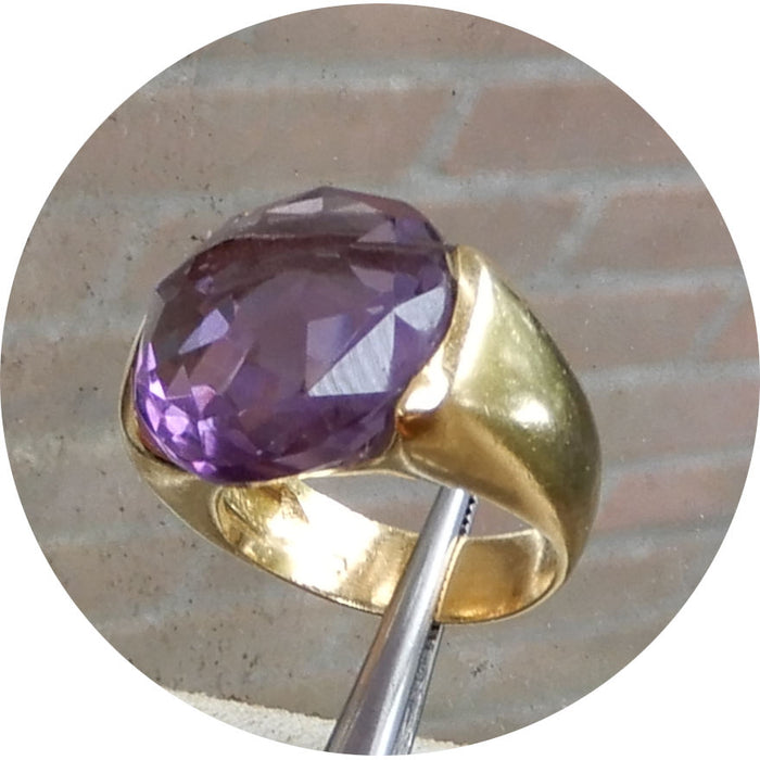 Ring, Bombe, Amethist, 18K Goud