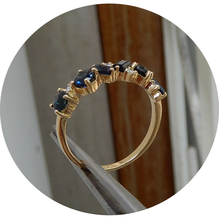 Ring, Saffier Diamant, Asymmetrisch, 18K