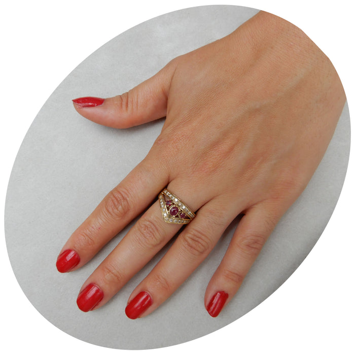 Ring, Robijn, Diamant, Tiara, 18K
