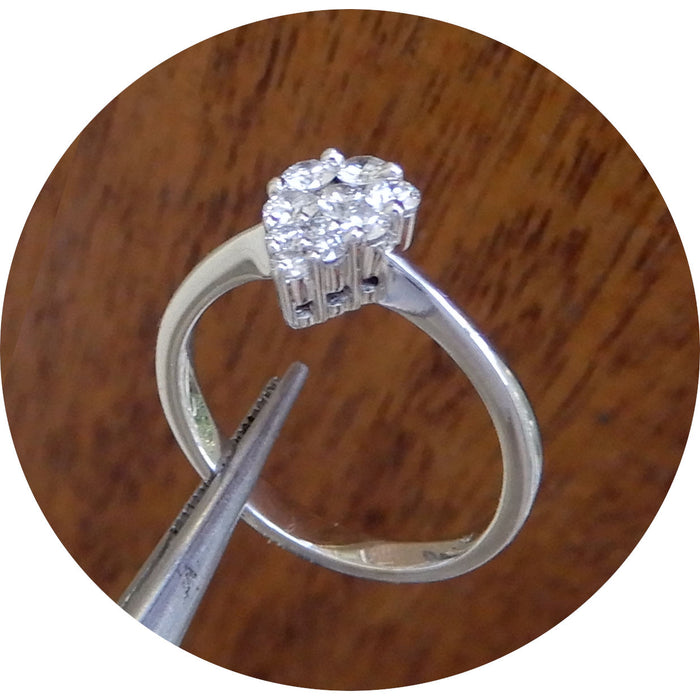 Ring, Diamant Pendeloque, 18K Witgoud