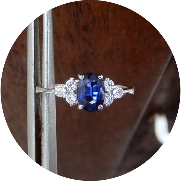 Ring, Saffier, Diamant, 18K