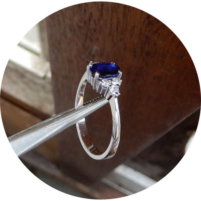 Ring, Saffier, Diamant, 18K