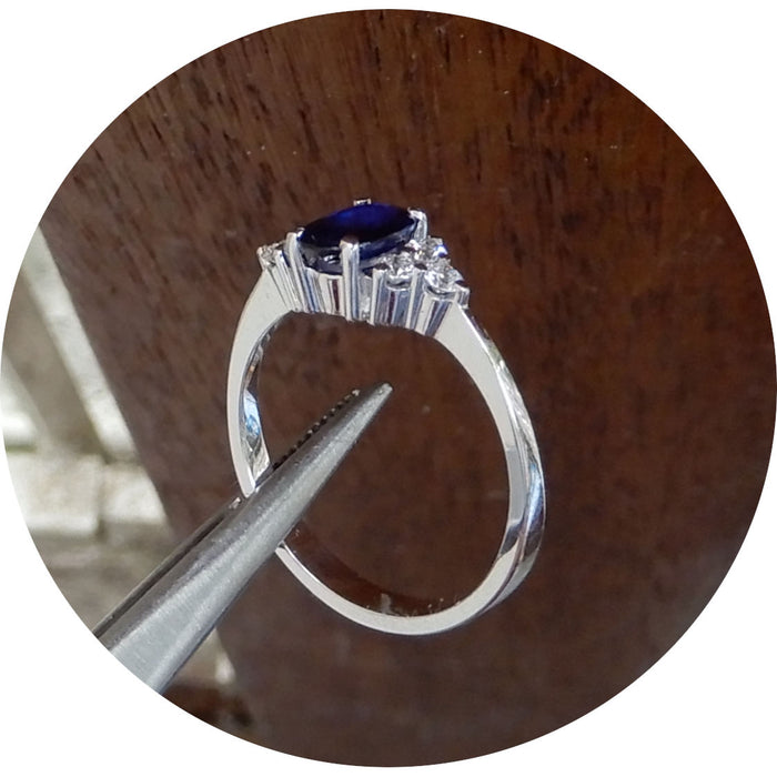 Ring, Saffier, Diamant, 18K