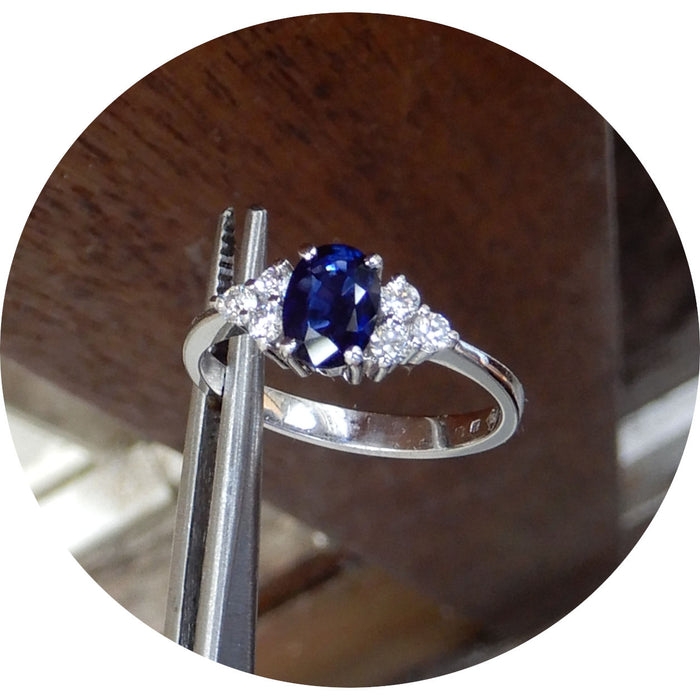 Ring, Saffier, Diamant, 18K