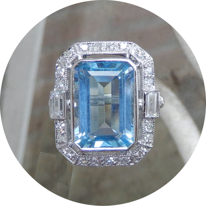 Ring, Topaas, Diamant, Witgoud
