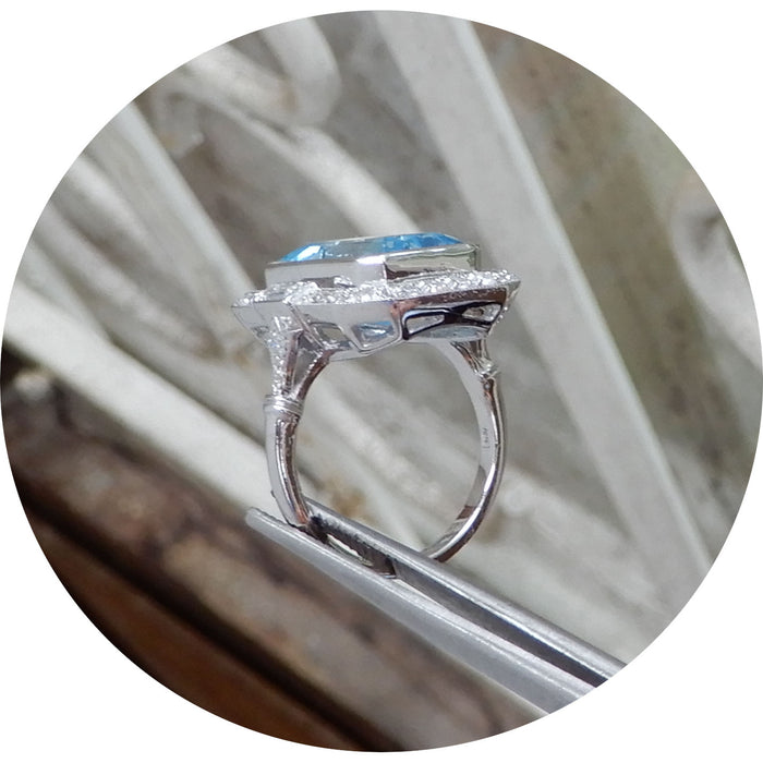 Ring, Topaas, Diamant, Witgoud