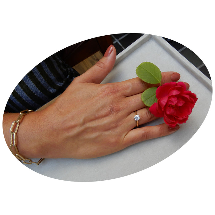 Ring, Solitaire, Diamant, 14K Bicolor