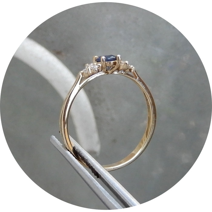 Ring, Saffier, Diamant, Geelgoud