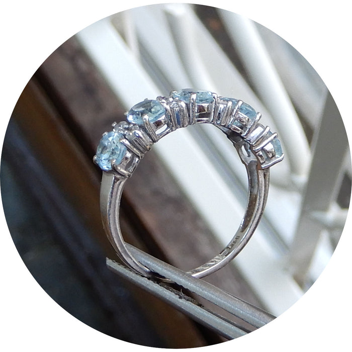 Rijring, Aquamarijn, Diamant, 14K