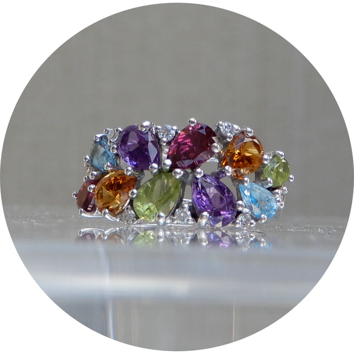 Bandring, Multicolor Edelsteen, 18K Witgoud