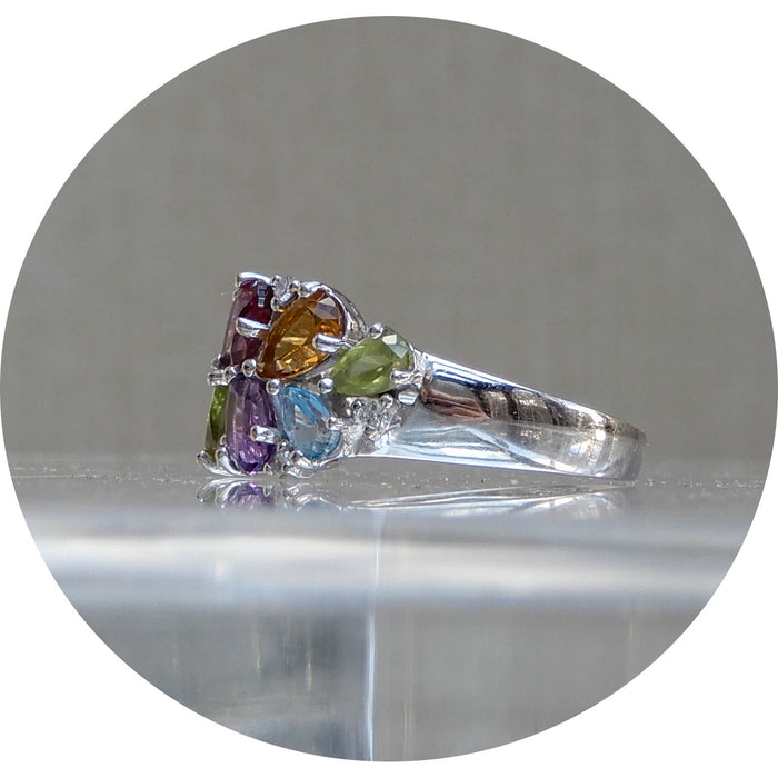 Bandring, Multicolor Edelsteen, 18K Witgoud