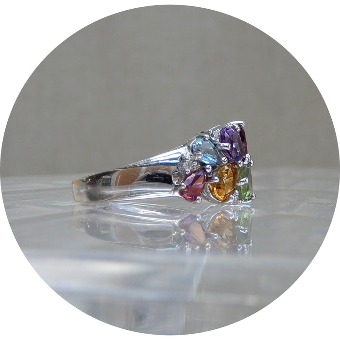 Bandring, Multicolor Edelsteen, 18K Witgoud