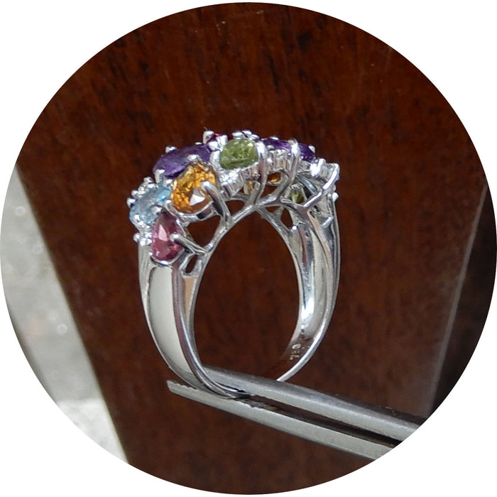 Bandring, Multicolor Edelsteen, 18K Witgoud