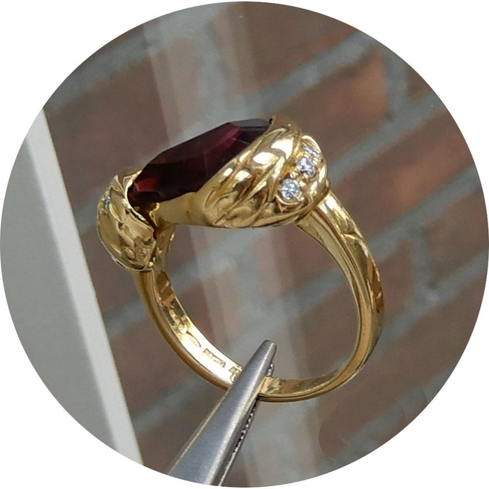 Ring, Rubeliet, Diamant, 18K Goud