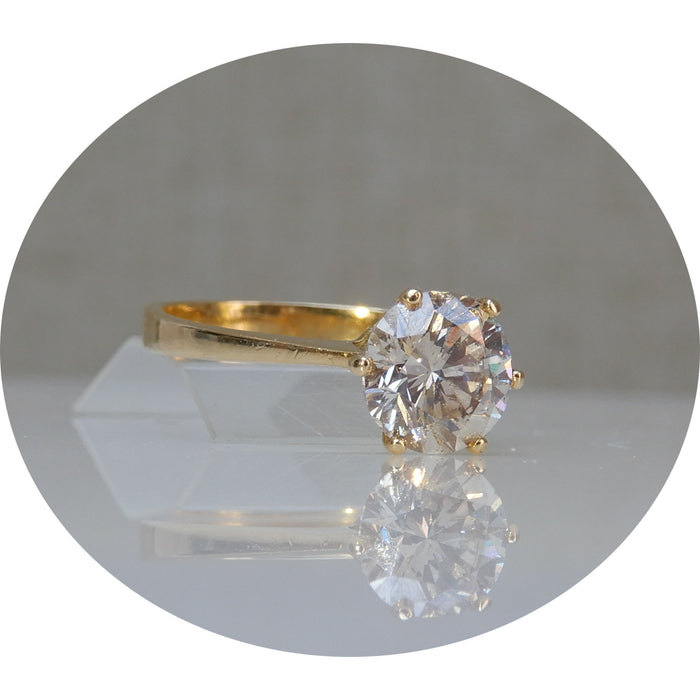 Ring, Diamant, Solitair, 1,73 ct., 18K