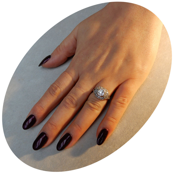 Ring, Entourage, Diamant, 14K, Art Deco