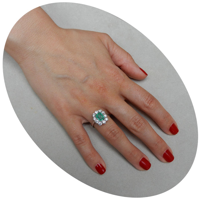 Entouragering, Smaragd, Diamant, 18K