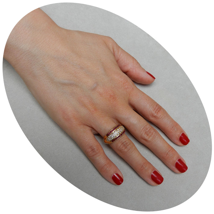 Ring, Robijn, Diamant, 18K