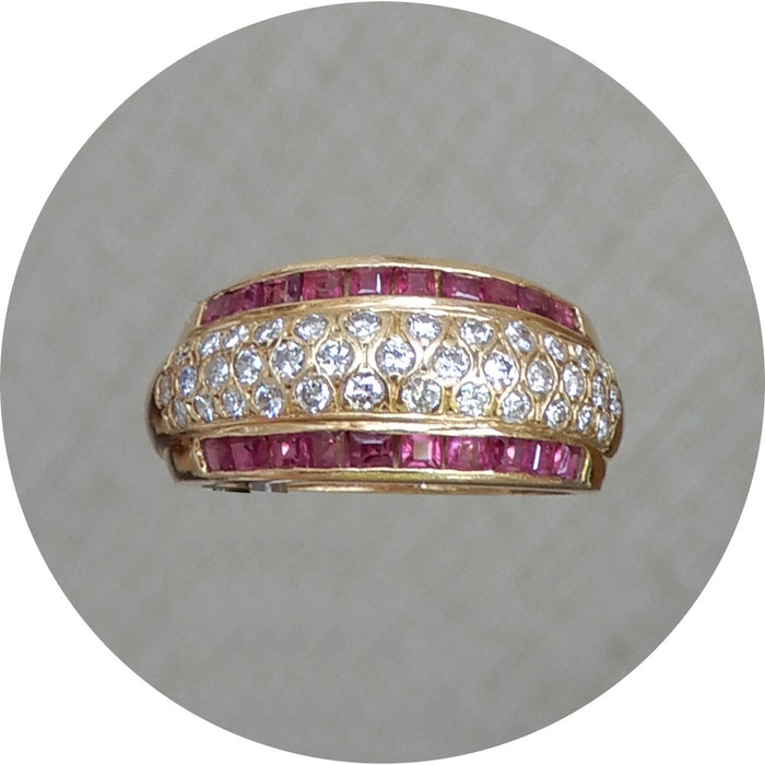 Ring, Robijn, Diamant, 18K