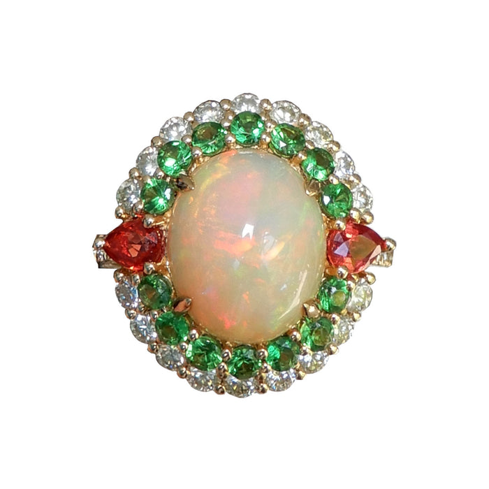 Ring, Opaal, Tsavoriet, Diamant, 18K