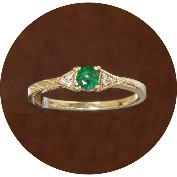 Ring, Smaragd, Diamant, 14K