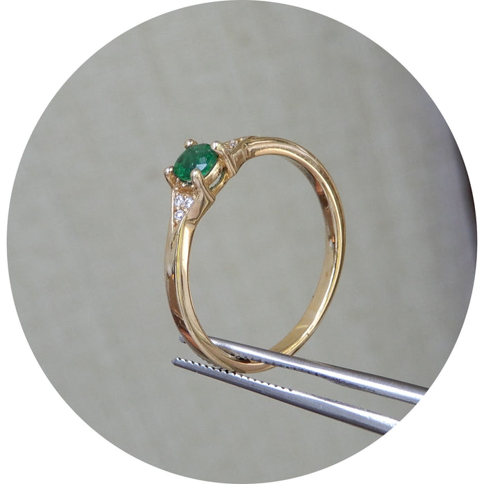 Ring, Smaragd, Diamant, 14K