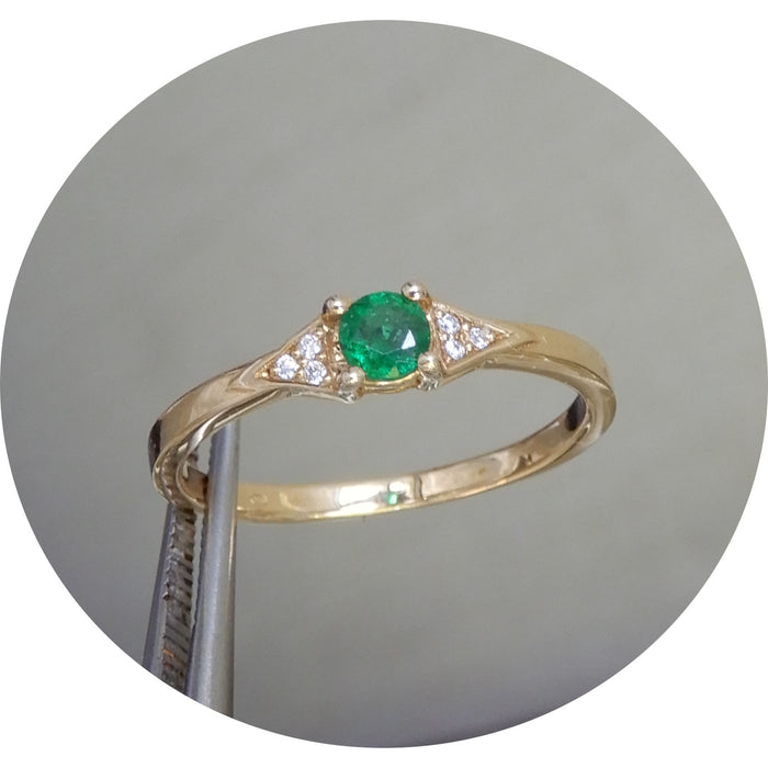 Ring, Smaragd, Diamant, 14K