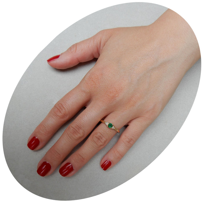 Ring, Smaragd, Diamant, 14K