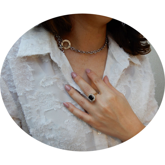 Ring, Saffier, Entourage, Diamant, 14K