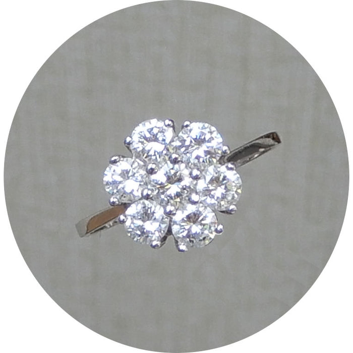 Ring, Diamant, Rozet, 14Krt. Witgoud