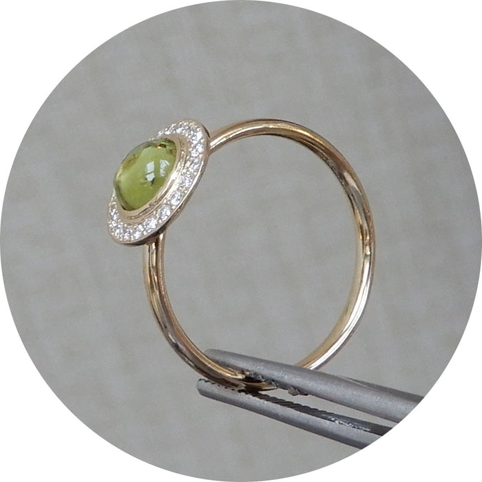 Ring, Peridot, Diamant, 14K Goud