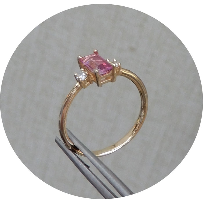 Ring, Roze Saffier, Diamant, 14K Goud