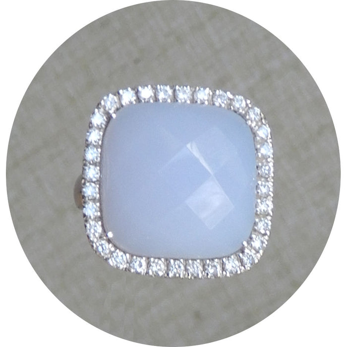 Ring, Chalcedoon, Diamant, 18K Witgoud