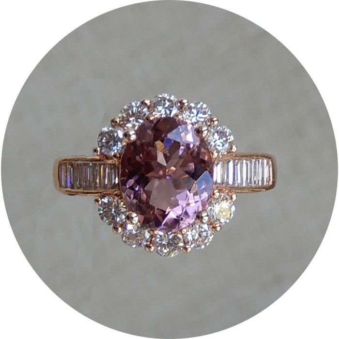 Ring, Roze Topaas, Diamant 18K