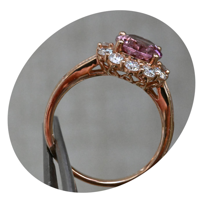 Ring, Roze Saffier, Diamant 18K