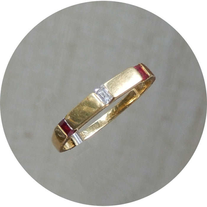 Rijring, Diamant, Robijn, 18K