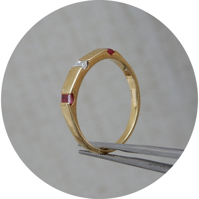 Rijring, Diamant, Robijn, 18K