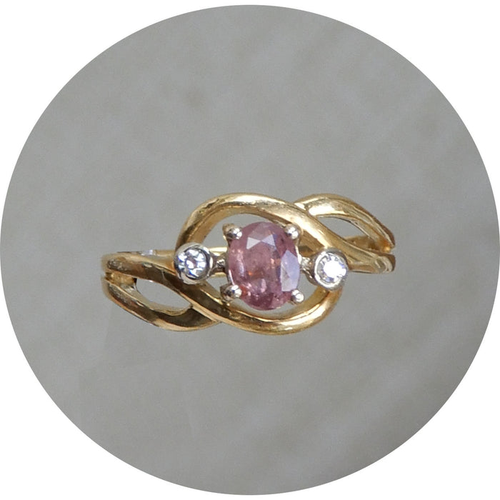 Ring, Toermalijn, Diamant, 18K, Vintage