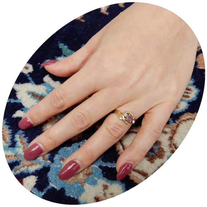 Ring, Toermalijn, Diamant, 18K, Vintage