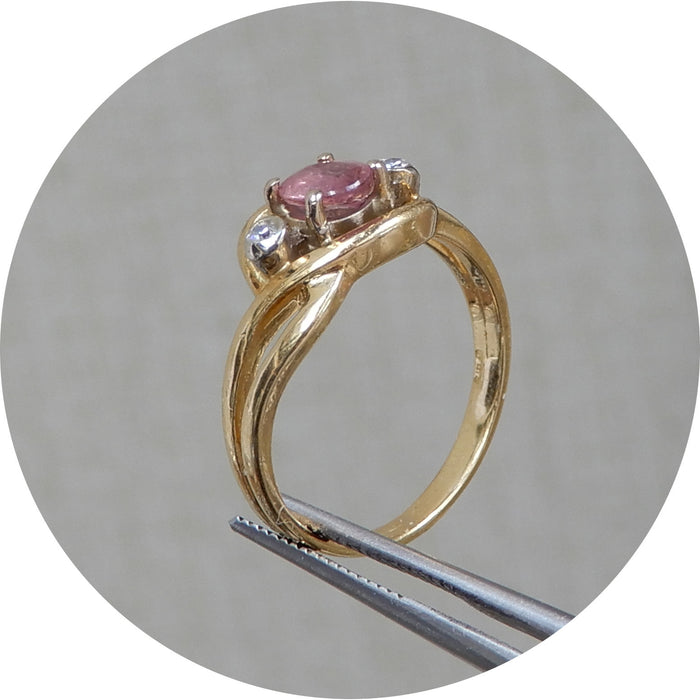 Ring, Toermalijn, Diamant, 18K, Vintage