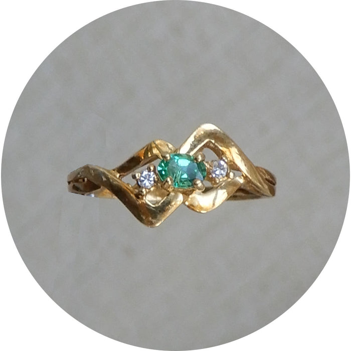 Ring, Smaragd, Diamant, 18K Vintage