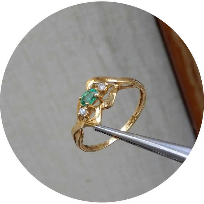 Ring, Smaragd, Diamant, 18K Vintage