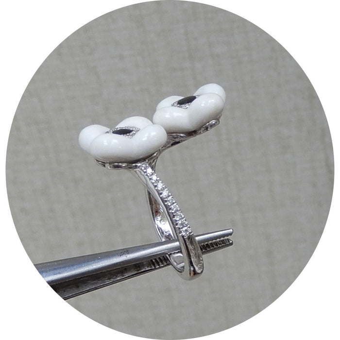 Slagring, Diamant, Onyx, 18K Witgoud