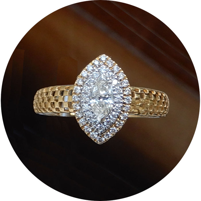 Ring, Diamant, Navette, 18K Goud