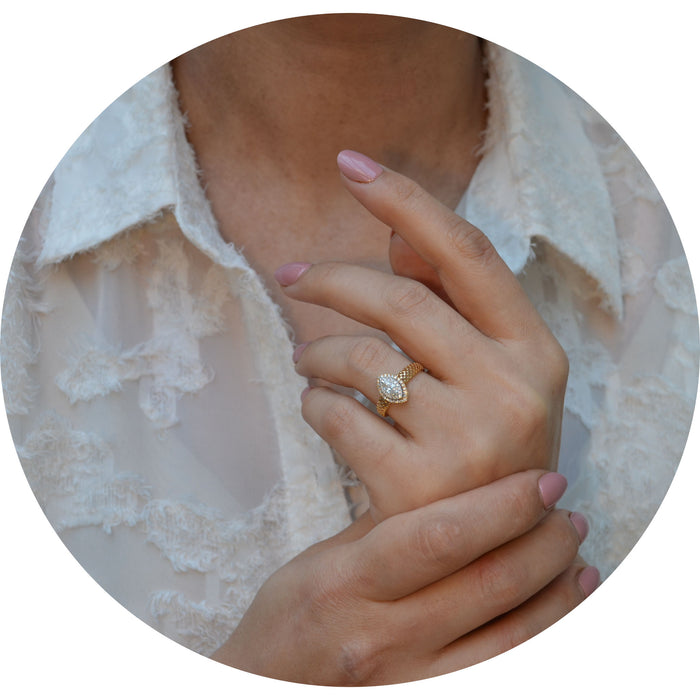Ring, Diamant, Navette, 18K Goud