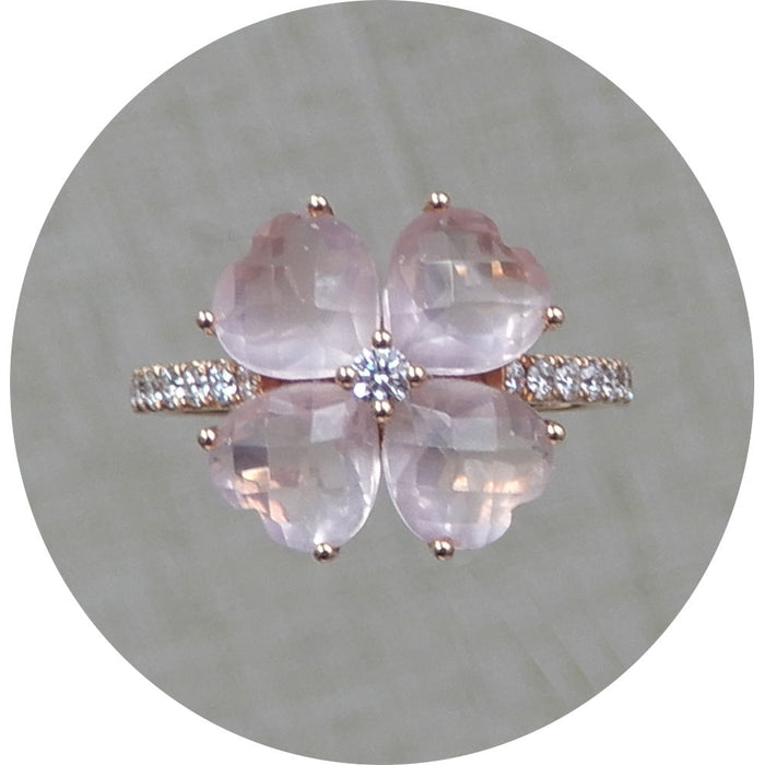 Ring, Rozenkwarts, Diamant, 18K