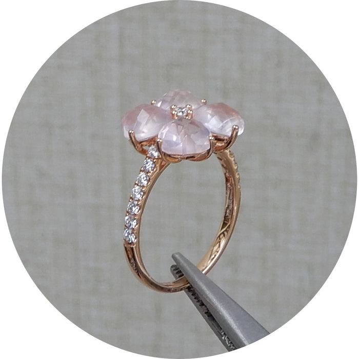 Ring, Rozenkwarts, Diamant, 18K