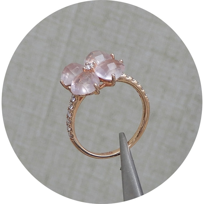Ring, Rozenkwarts, Diamant, 18K